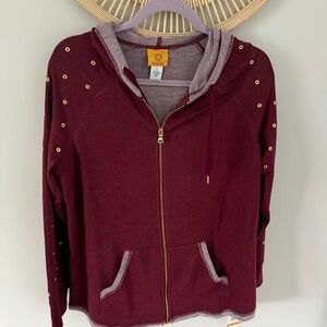 Ruby Rd Maroon NWT Hoodie with Gold Accents